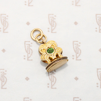 Petite Vintage Fob with Green Glass Gem
