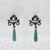 Foliate Silver & Marcasite Earrings with Turquoise Drops