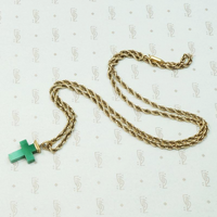 Victorian Green Glass Cross Charm