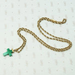 Victorian Green Glass Cross Charm