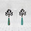 Foliate Silver & Marcasite Earrings with Turquoise Drops