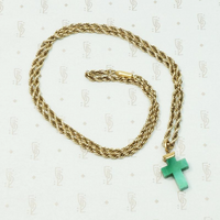Victorian Green Glass Cross Charm