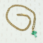 Victorian Green Glass Cross Charm