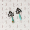 Foliate Silver & Marcasite Earrings with Turquoise Drops