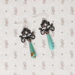 Foliate Silver & Marcasite Earrings with Turquoise Drops