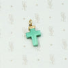 Victorian Green Glass Cross Charm