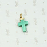 Victorian Green Glass Cross Charm
