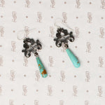 Foliate Silver & Marcasite Earrings with Turquoise Drops