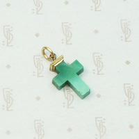 Victorian Green Glass Cross Charm