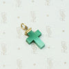 Victorian Green Glass Cross Charm