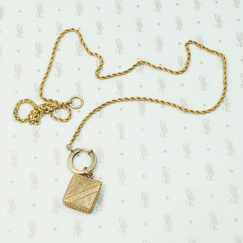 Stylish Square Engraved Victorian Locket