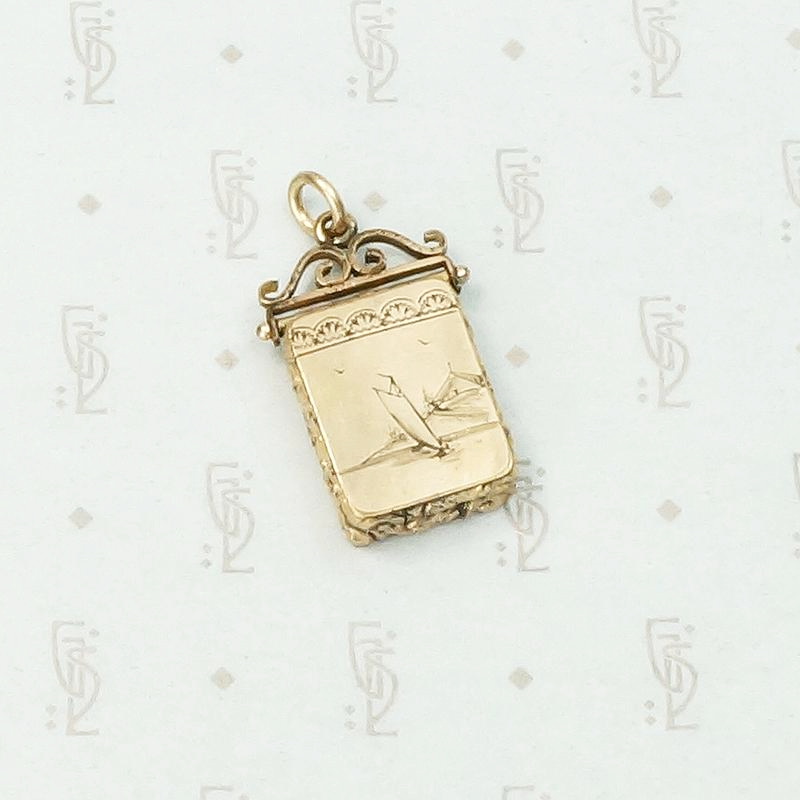Victorian Nautical Locket Engraved with Sail Boat