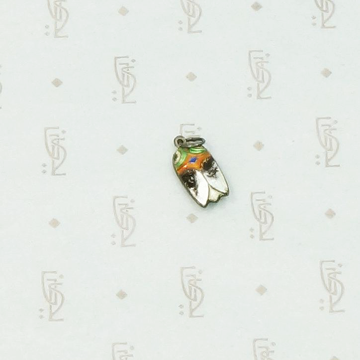 Tiny Enameled Silver Cicada Pendant