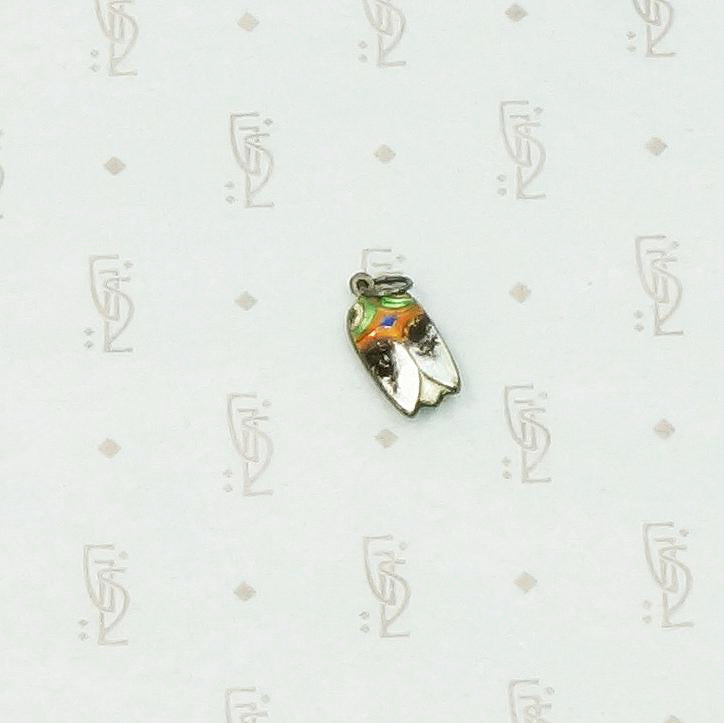 Tiny Enameled Silver Cicada Pendant