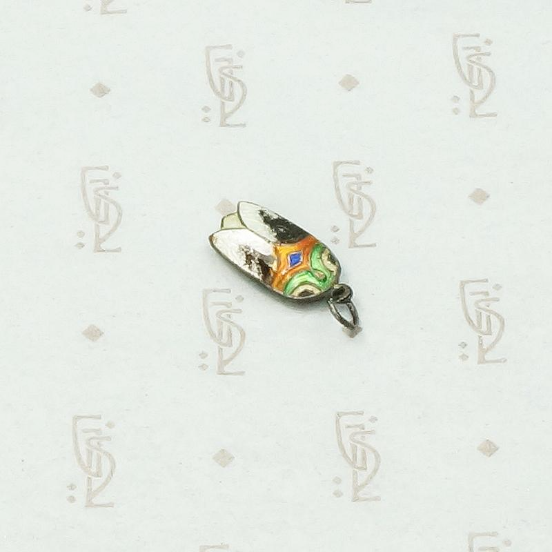Tiny Enameled Silver Cicada Pendant