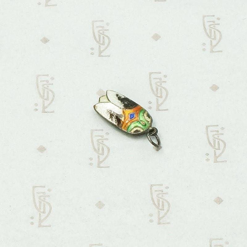 Tiny Enameled Silver Cicada Pendant