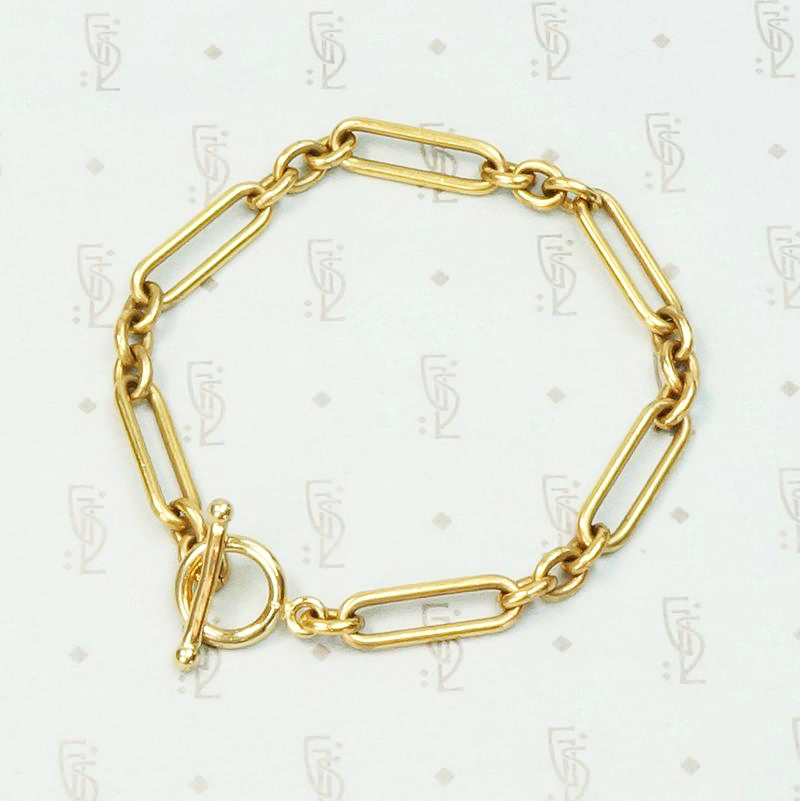 Elegant Trombone Link Bracelet with Toggle Clasp