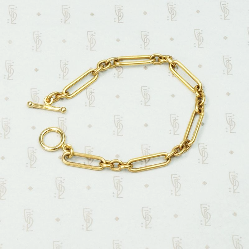Elegant Trombone Link Bracelet with Toggle Clasp
