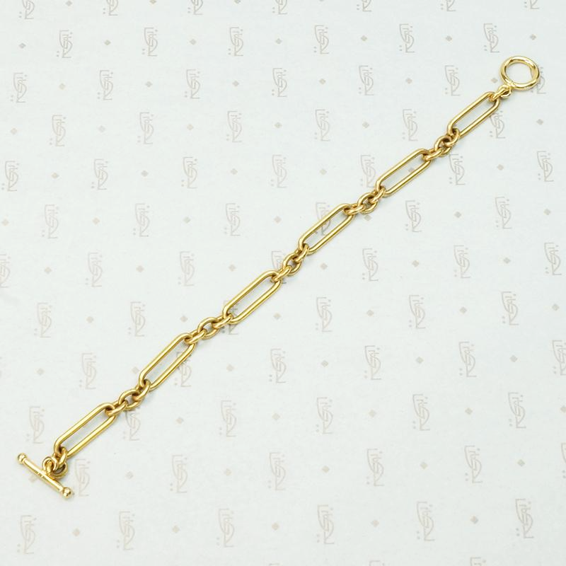 Elegant Trombone Link Bracelet with Toggle Clasp