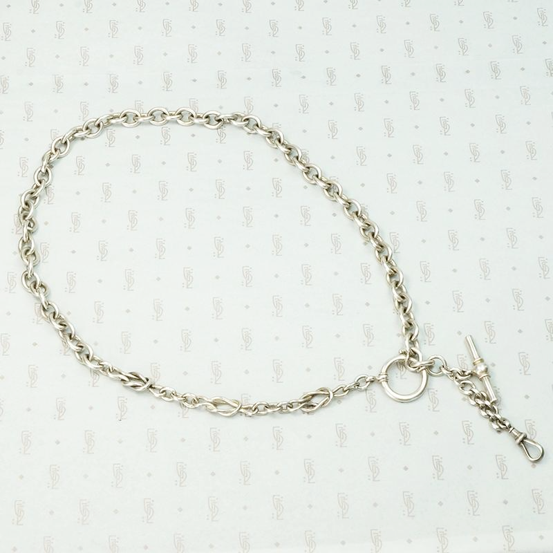 Heavy Silver Married Chain with Lovers Knot Links