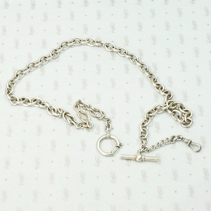 Heavy Silver Married Chain with Lovers Knot Links