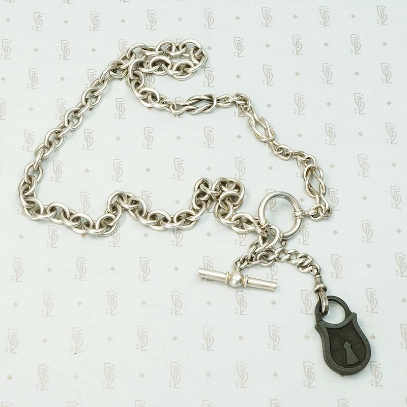 Heavy Silver Married Chain with Lovers Knot Links
