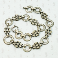 Ornate Engraved Link Necklace with Bolt Ring