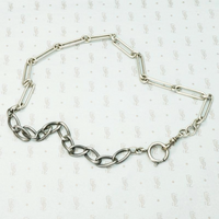 English Silver & Niello Married Chain Necklace