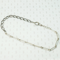 English Silver & Niello Married Chain Necklace