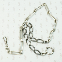 English Silver & Niello Married Chain Necklace
