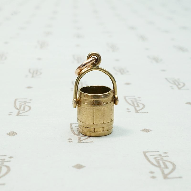 Gold Bucket Charm with Rustic Detail