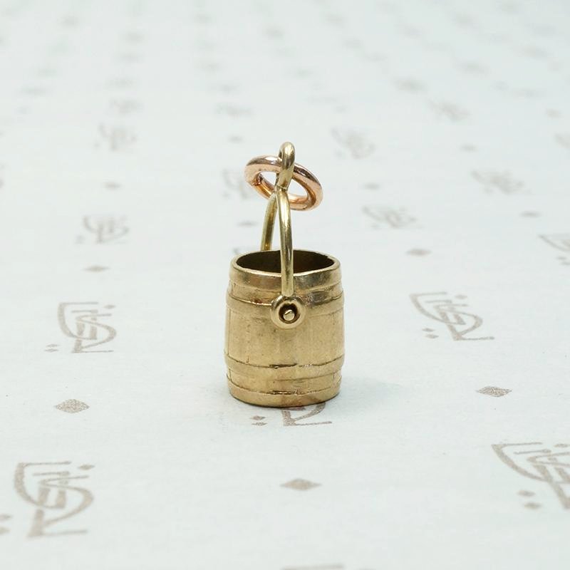 Gold Bucket Charm with Rustic Detail
