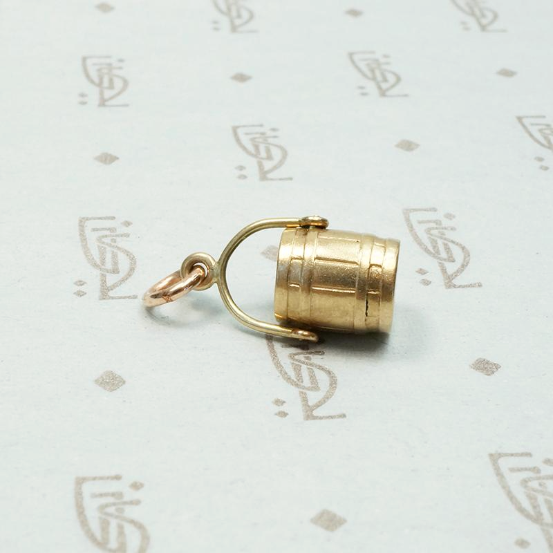 Gold Bucket Charm with Rustic Detail