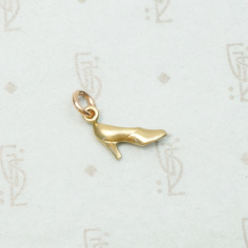 Vintage High Heeled Pump Gold Charm