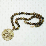 Wonderful Mottled Green Jade Chinoiserie Necklace