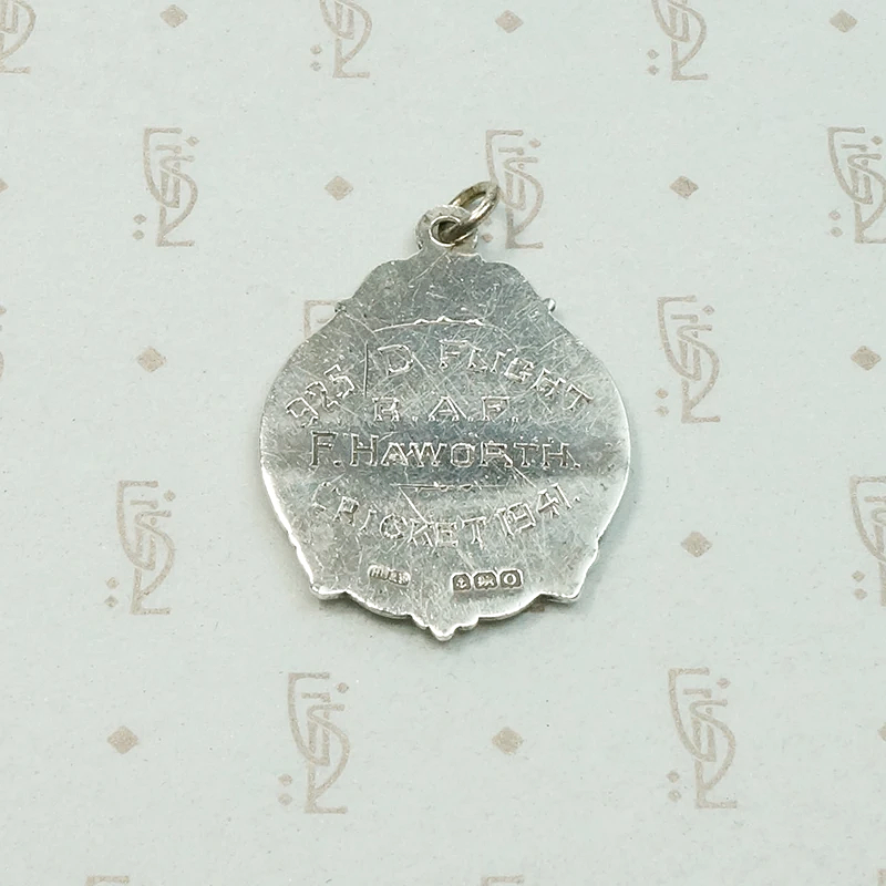 WWII RAF Cricket Medal Silver & Gold Fob