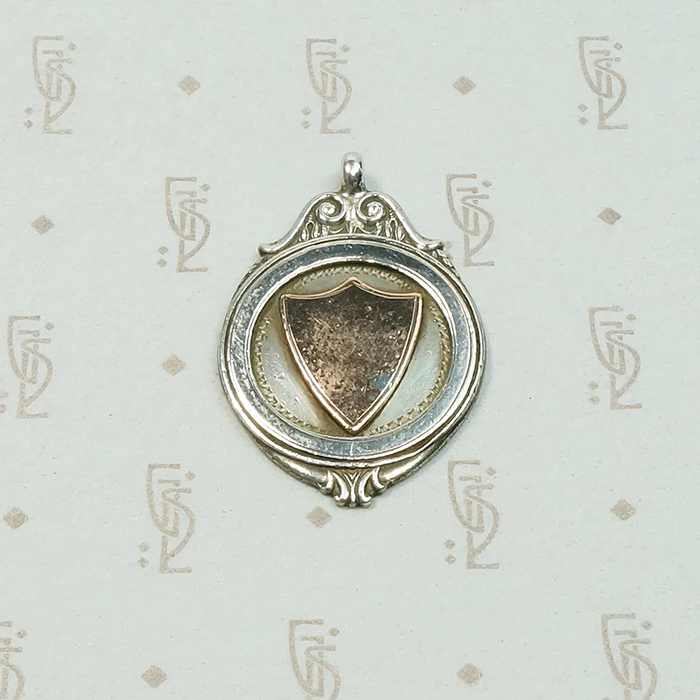 Elegant Rose Gold Shield on Silver Medal Fob
