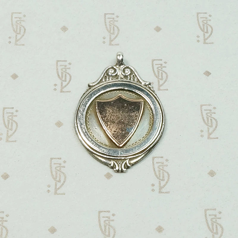 Elegant Rose Gold Shield on Silver Medal Fob
