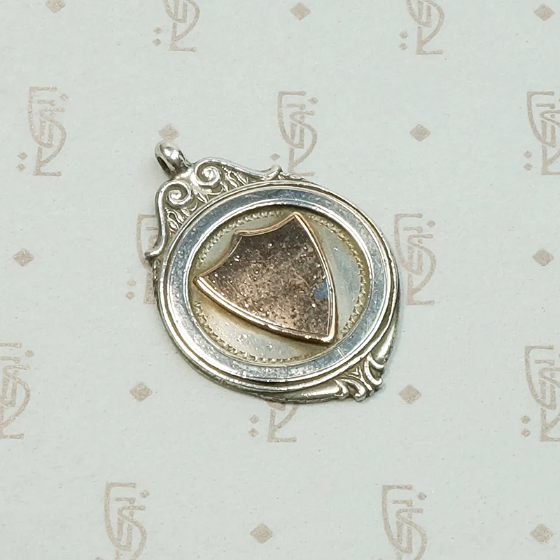 Elegant Rose Gold Shield on Silver Medal Fob