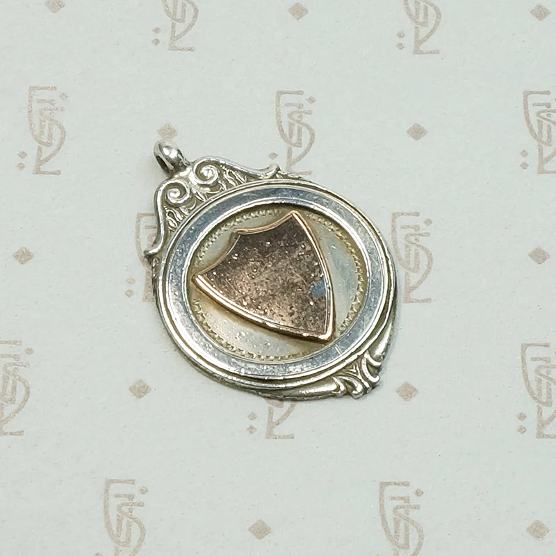 Elegant Rose Gold Shield on Silver Medal Fob