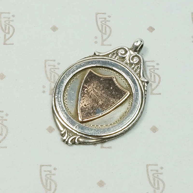 Elegant Rose Gold Shield on Silver Medal Fob