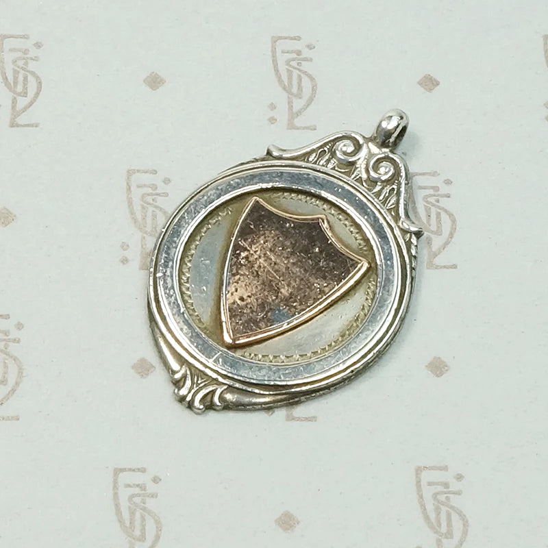 Elegant Rose Gold Shield on Silver Medal Fob
