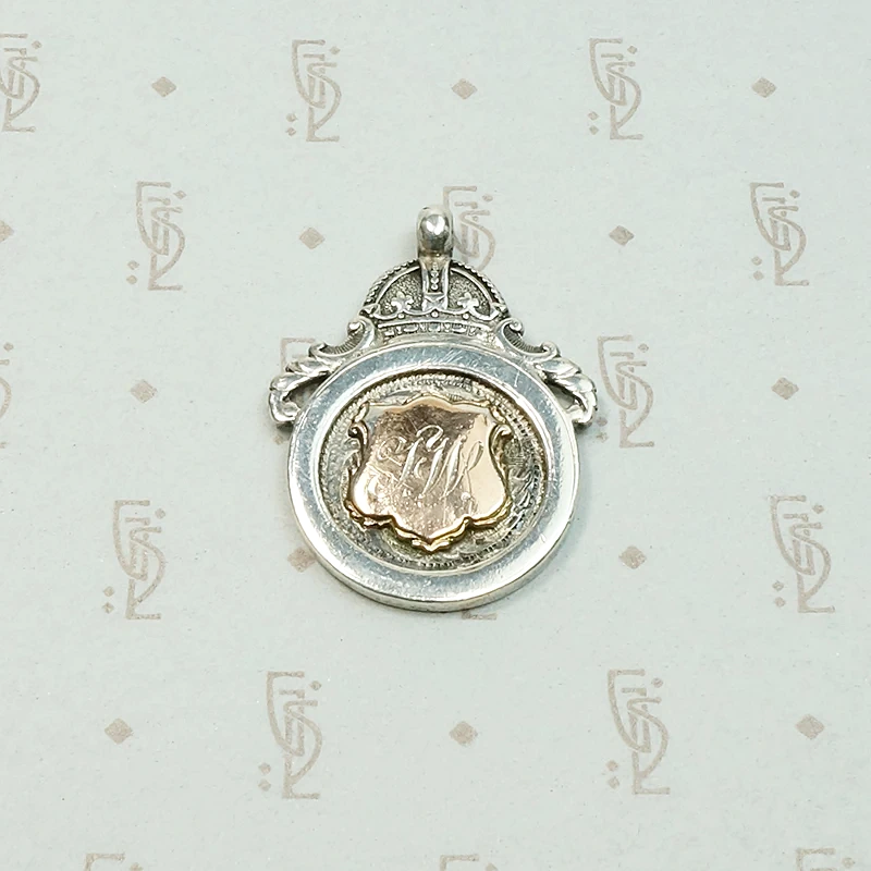 Double Sided Gold & Silver Medal Fob with Crown