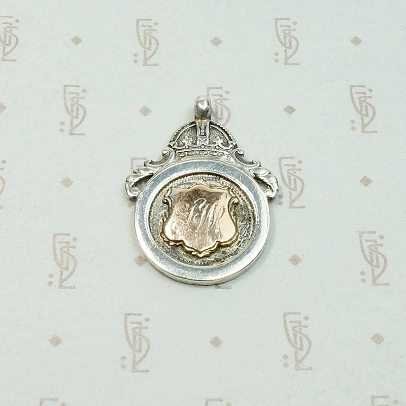 Double Sided Gold & Silver Medal Fob with Crown