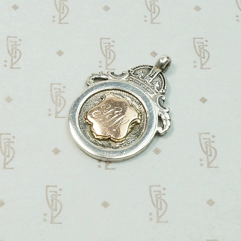Double Sided Gold & Silver Medal Fob with Crown