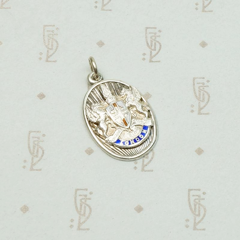Enameled "London" Sterling Silver Fob