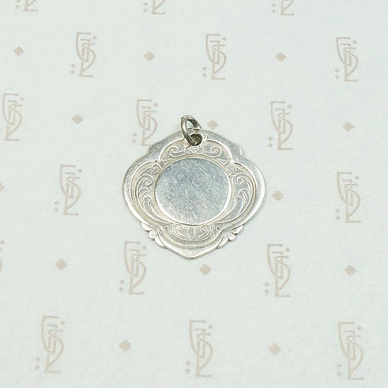 Engraved Vintage Sterling Silver Medal Fob