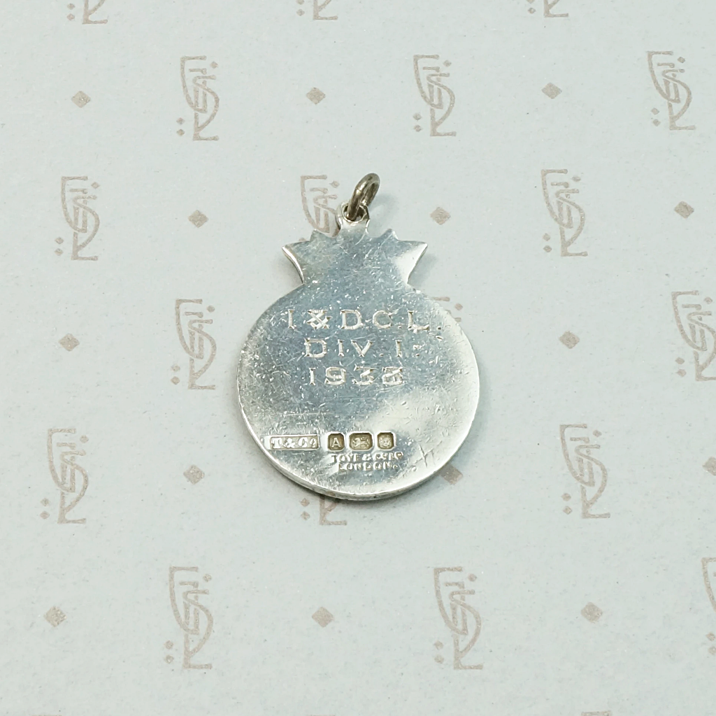 English Sterling Cricket Medal Fob with Crown