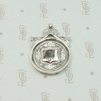 Engraved Silver Disc English Medal Fob
