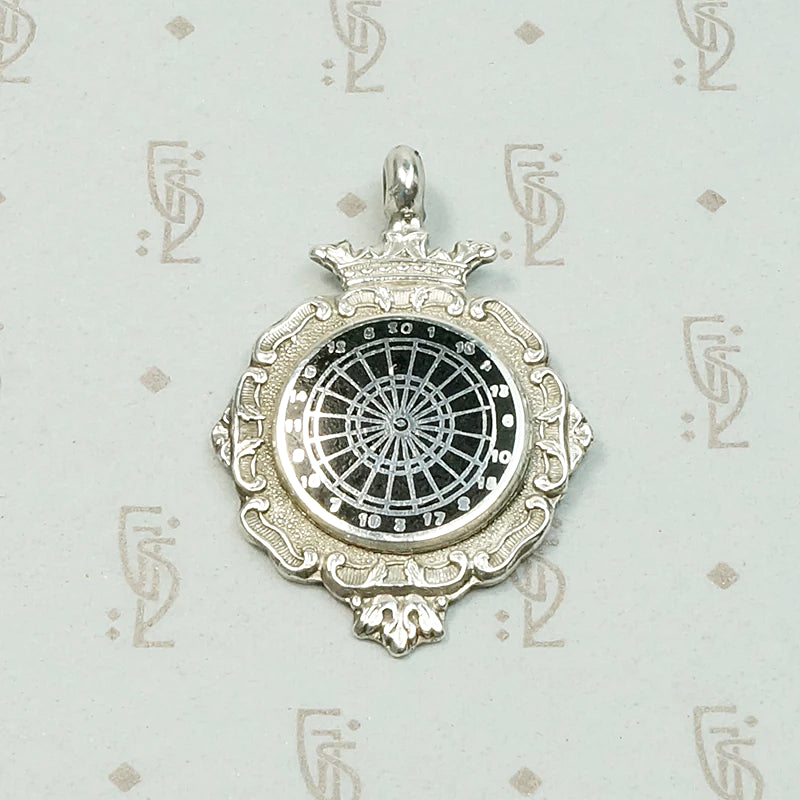 Black Enamel on Sterling Darts Medal Fob
